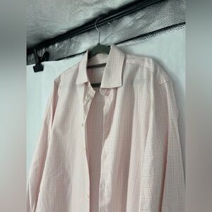 Thomas Pink Pale Pink Glen Plaid Dress Shirt